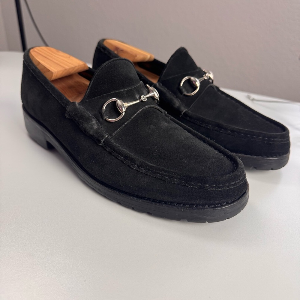 Gucci Mens Horsebit Black Suede Leather  Loafers Shoes Size 10.5 - Picture 4 of 17